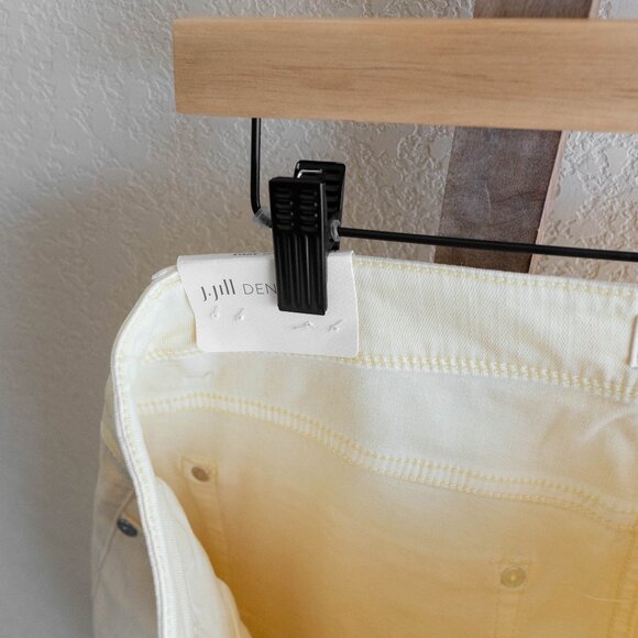 J. Jill Denim NWT Size 12 Sunshine Yellow Kick Flare Jeans Ankle Raw Hem Pants - Picture 8 of 8